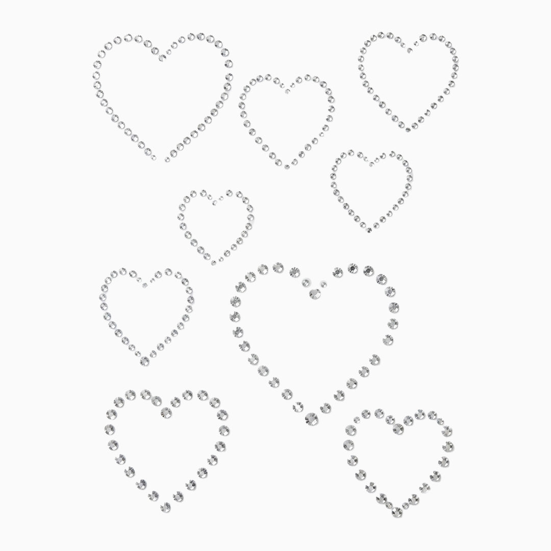 Silver Heart Rhinestone Set