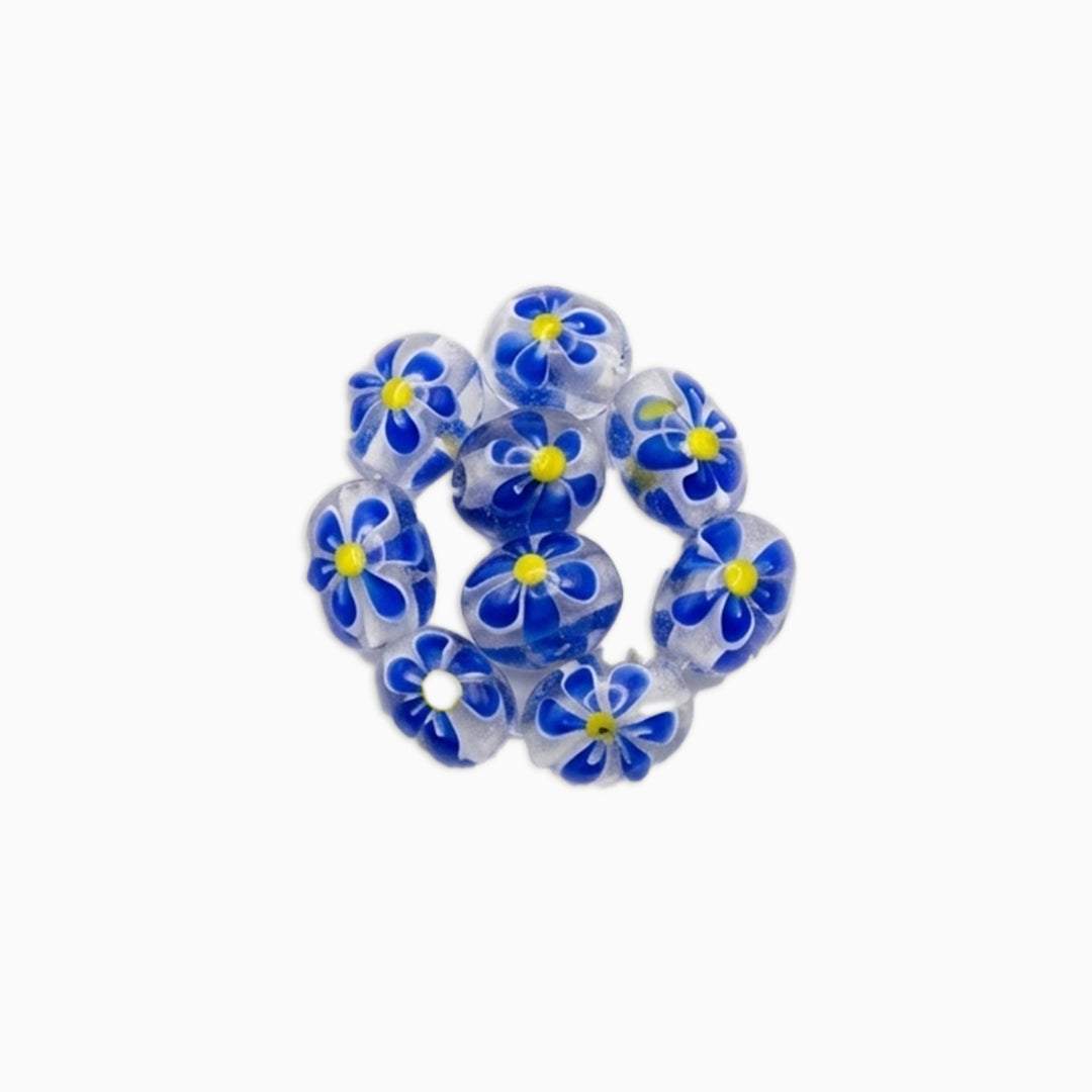Blue Flower Glass Beads