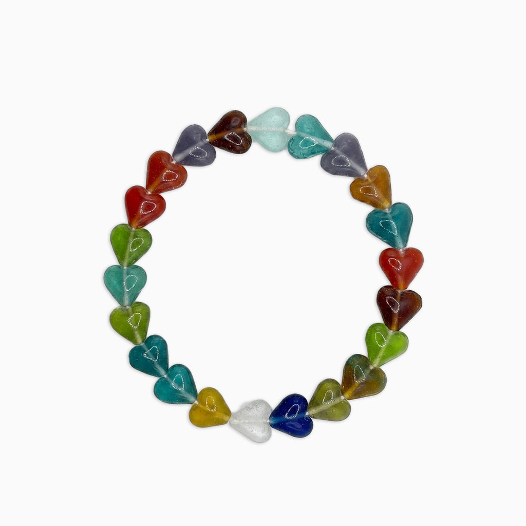 Rainbow Heart Glass Beads